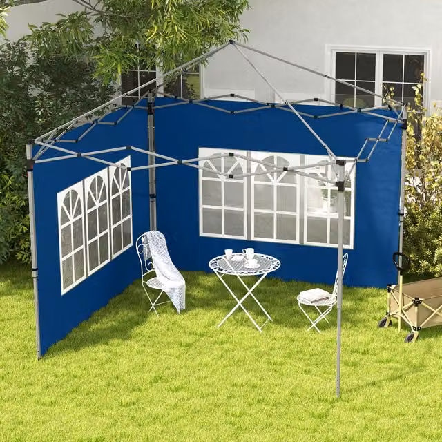 Outsunny Blue Gazebo Side Panels Set of 2 for 3x3m or 3x4m Pop Up Gazebos