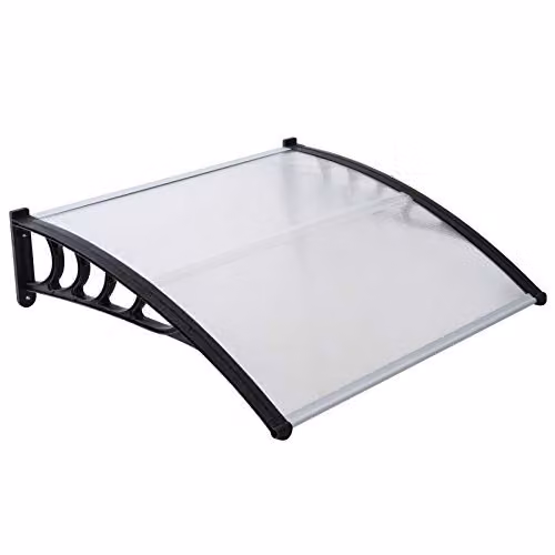 Gr8 Garden Transparent Front Door Canopy Lean To Porch Awning Shade Cover W: 120 cm, D: 80 cm