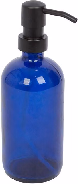 Harbour Housewares Blue Glass Soap Dispenser 500ml - Refillable Hand Wash or Lotion Bottle with Black Pump – 4