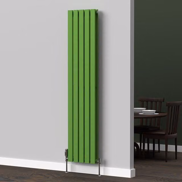 Lux Heat Flat Coloured Vertical Steel Radiator, Green, H: 160 cm, W: 35 cm