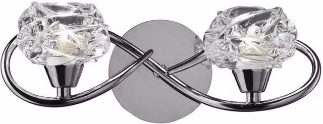 Netlighting Maremagnum 2-Light Switched Wall Lamp in Polished Chrome with Transparent Glass Domes and G9 Bulbs