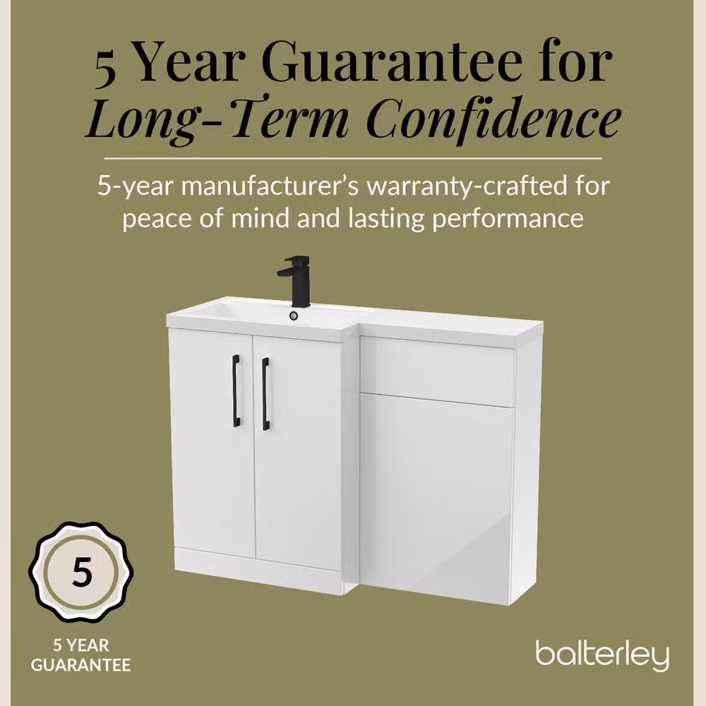 Balterley Gloss White Left-Hand Vanity and WC Unit Combination, W: 110 cm, H: 84 cm – 2