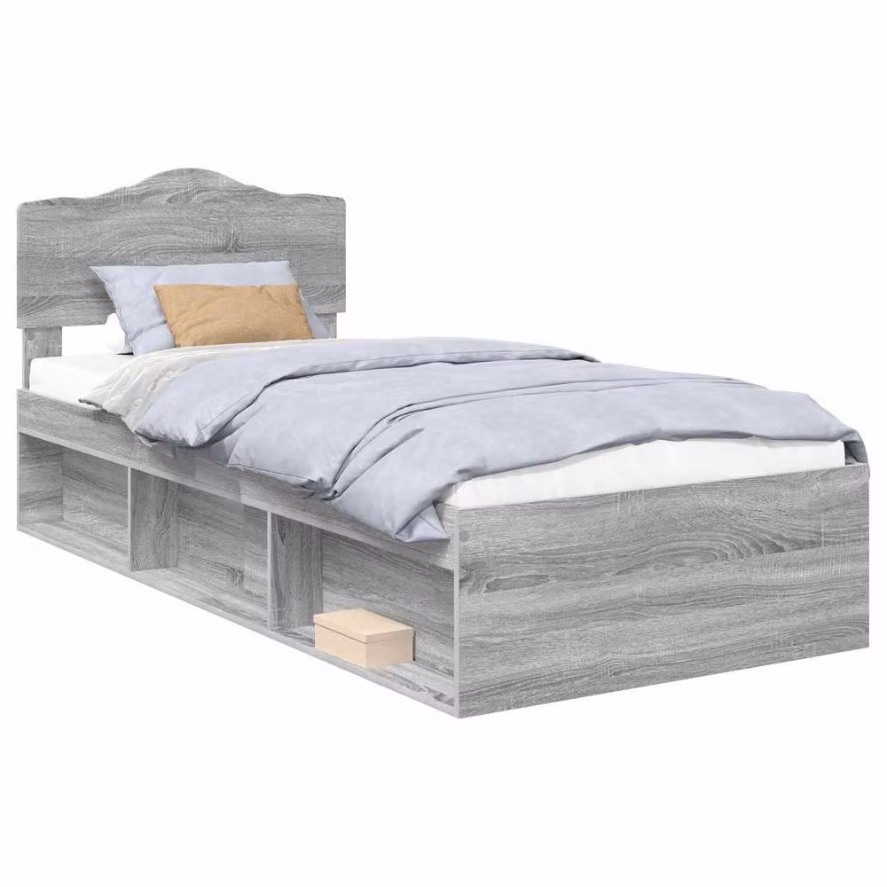 Berkfield Home Sonoma Bed Frame in Grey Solid Pine Wood, W/D/H: 90 x 200 cm – 2