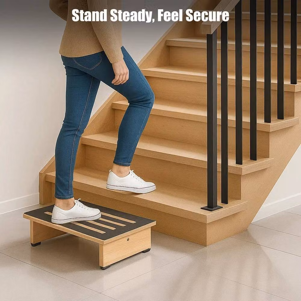 PAWNORA Non-Slip Wooden Step Stool in Black with Rubber Feet – 4