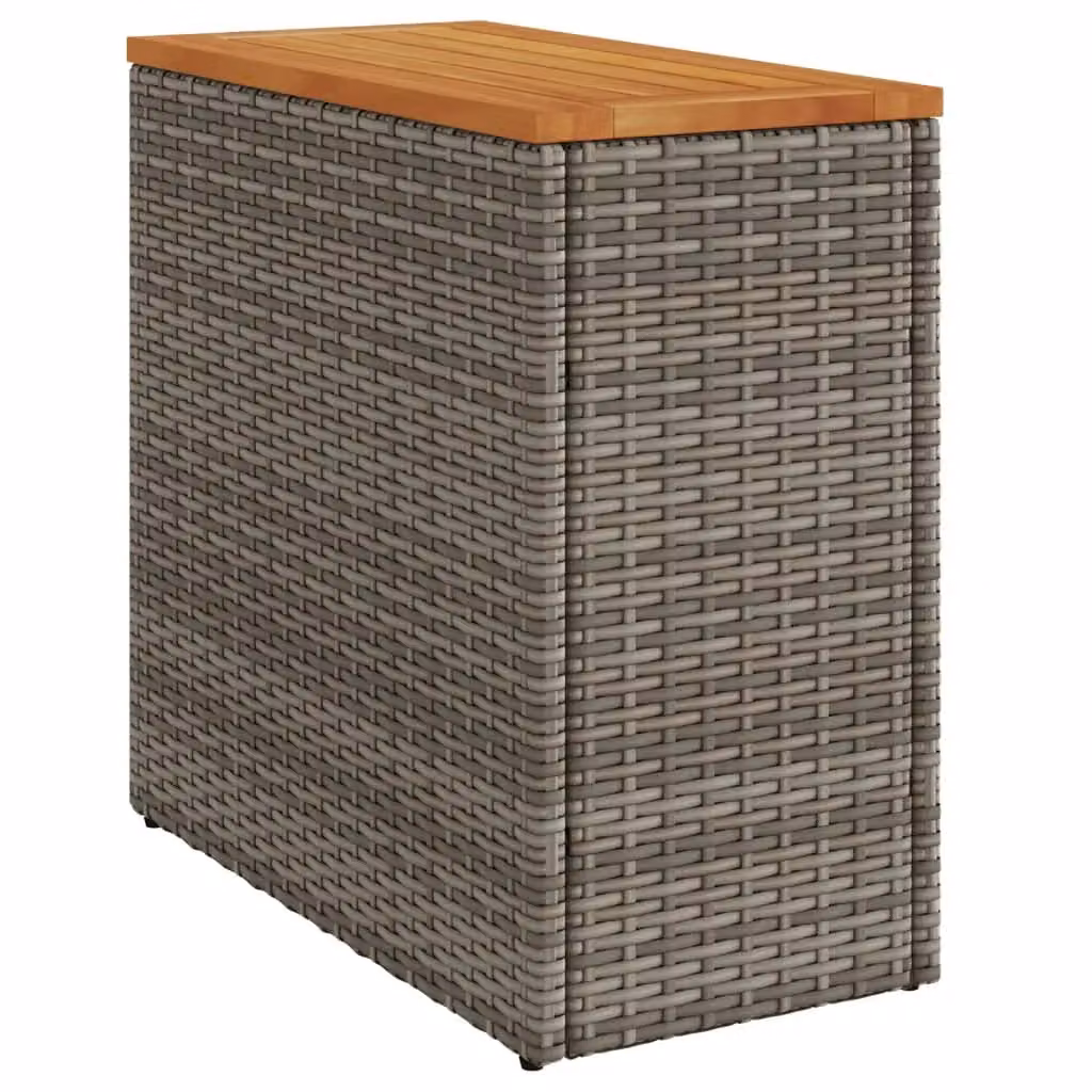 Berkfield Home Garden Side Table with Acacia Wood Top and Grey Poly Rattan, W: 58 cm, D: 27.5 cm, H: 55 cm – 2