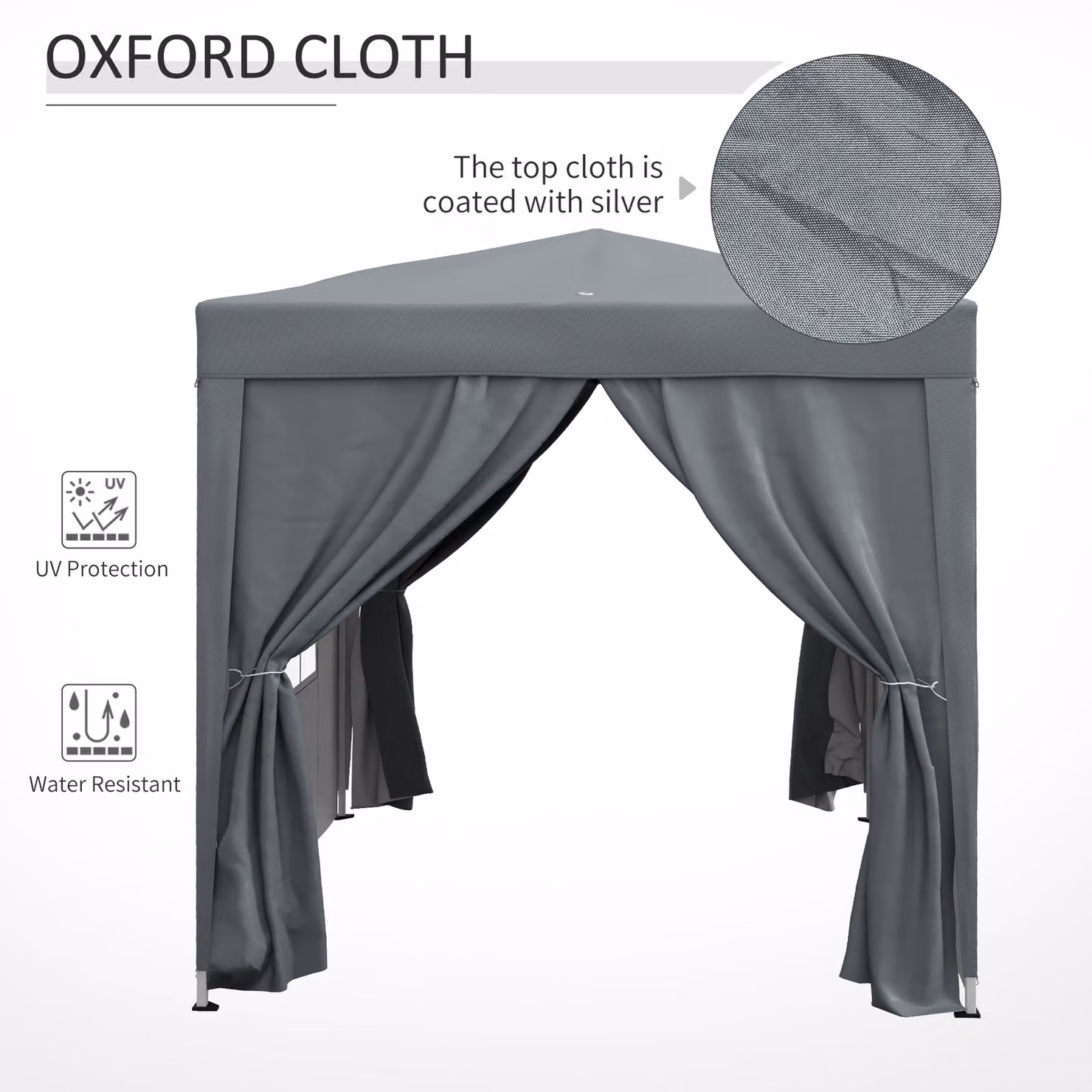 Outsunny Grey Pop Up Gazebo with Sides and Metal Frame, W/D/H: 200 x 200 x 240 cm – 7