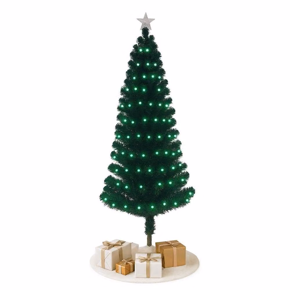 Home Republic Emerald Green Decorated Artificial Christmas Tree with LED Lights, H 180 cm x W 45 cm – 2