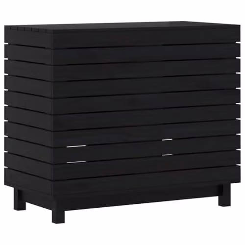 vidaXL Black Solid Wood Pine Laundry Basket W: 88.5 cm, D: 44 cm, H: 76 cm – 1