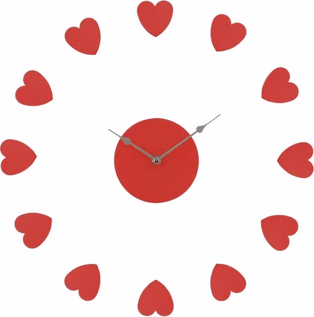 Orsina Modern Heart Plastic DIY Analog Quartz Wall Clock in Red, White and Pink – 1