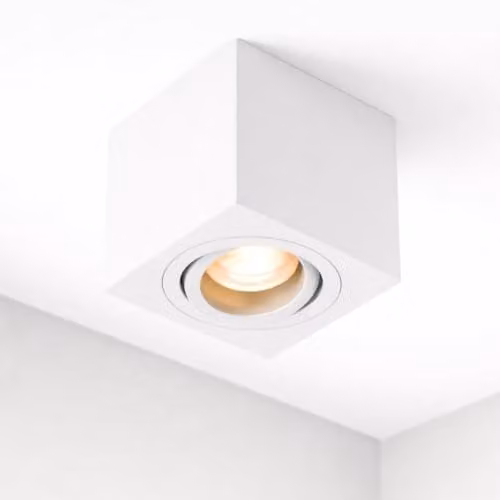 CGC Lighting Modern White Square Surface Mount Adjustable Tilt GU10 Ceiling Spotlight – 1