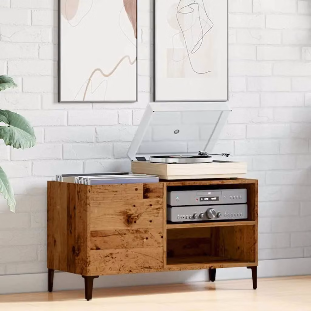Berkfield Home Old Wood Record Cabinet in Brown, W: 84.5 cm, D: 38 cm, H: 48 cm – 3