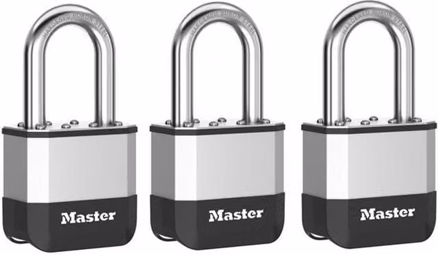 Master Lock Elite Laminated Padlock, 52mm, Silver, Pack of 3 – 1