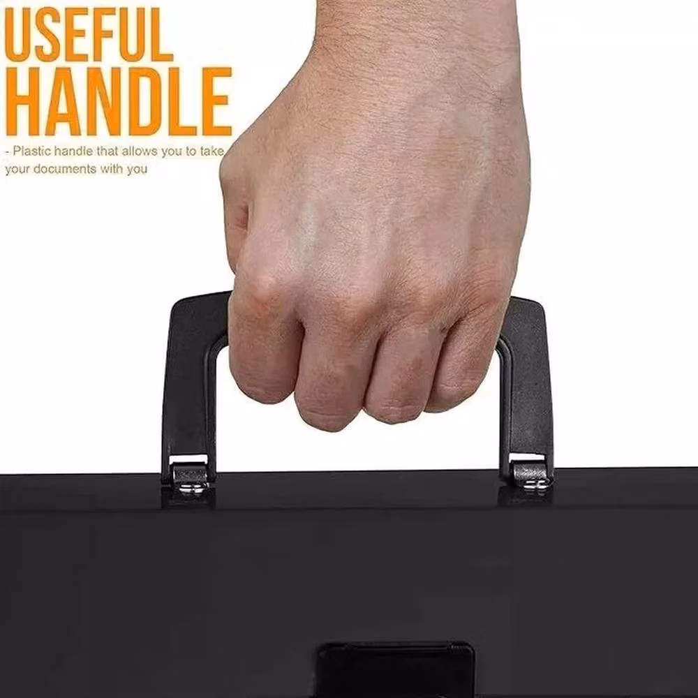 FLAVORA Black 13 Pocket Expanding A4 Document Box File Organiser, Width: 100 cm, Depth: 15 cm – 3