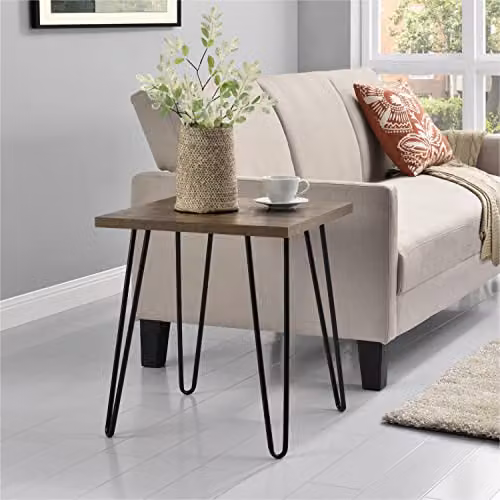 DHP Furniture Owen End and Side Table in Brown and Black Walnut Look, W/D/H: 49.5 x 49.5 x 55.5 cm – 2