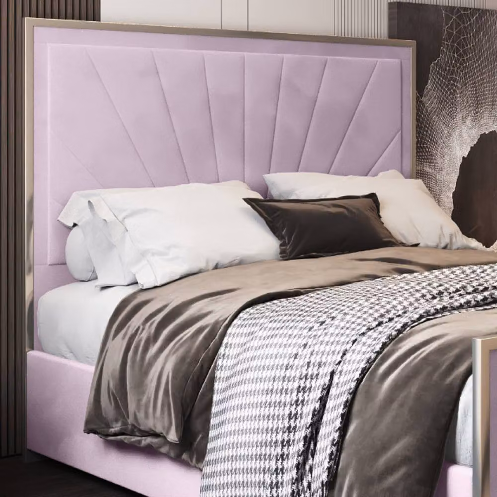 Casani Somerford Upholstered Velvet Designer Bed Frame in Pink, W/D/H: 137 x 120 x 200 cm – 4