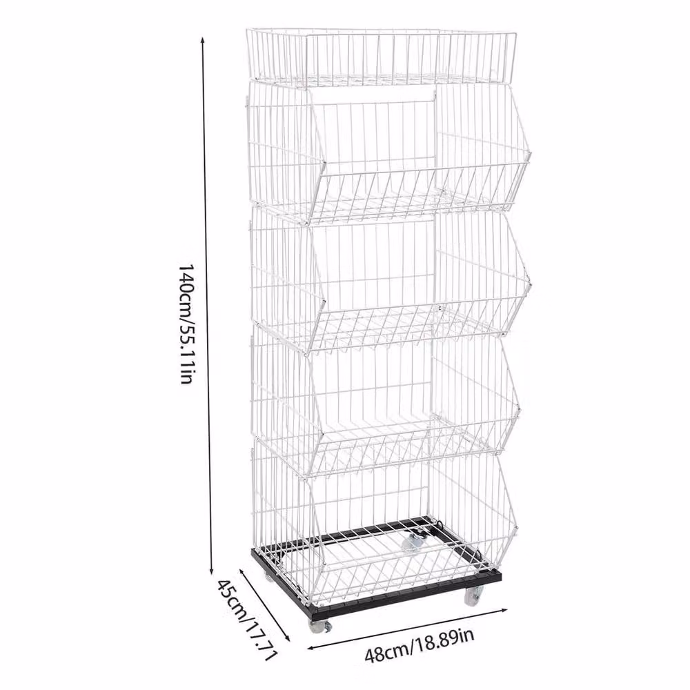 EONLION 5-Tier Metal Retail Display Rack for Fruit and Vegetables in White, Width: 100 cm – 2