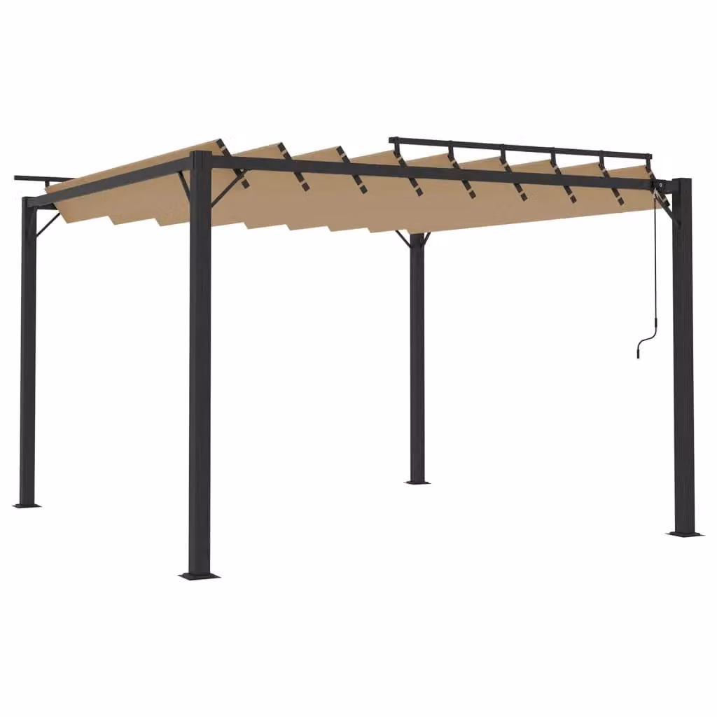 Berkfield Home Gazebo with Louvered Roof in Beige Aluminium and Taupe Fabric, W/D/H: 300 x 300 x 300 cm – 2