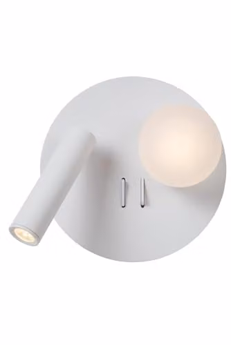 Lucide Matiz White LED Bedside and Wall Light with USB Charging Point and Warm White 3000K Light, Diameter: 16.5 cm – 1