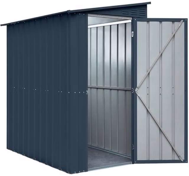 Globel Grey Pent Lean-To Metal Garden Shed made of Galvanised Steel