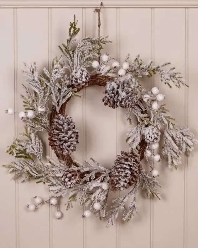 Dibor Giant Snowdrift Christmas Wreath in White, Diameter: 50 cm – 3