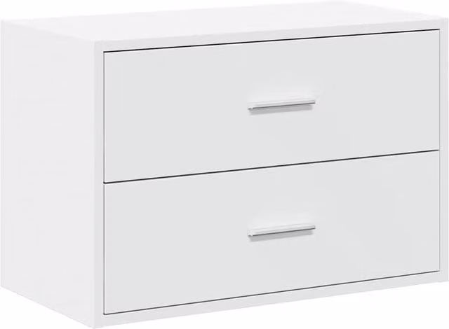 Berkfield Home White 2-Drawer Modern Cabinet, W: 60 cm, D: 31 cm, H: 40 cm