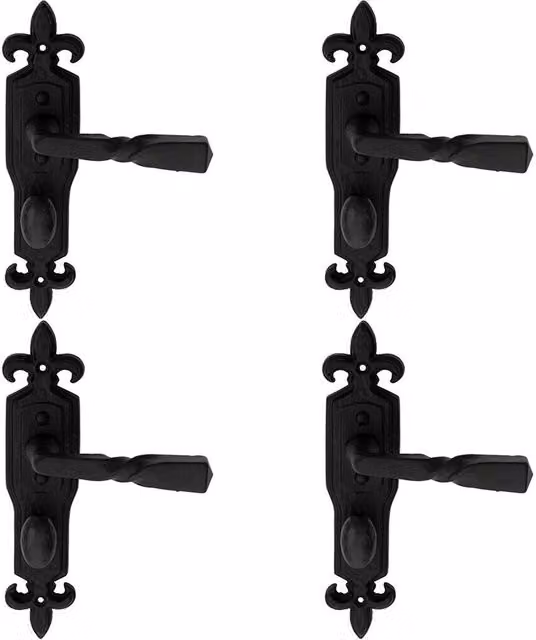 Loops 4 Pairs of Forged Twisted Ornate Bathroom Backplate Loops in Black Antique, 22.6 x 5 cm – 1