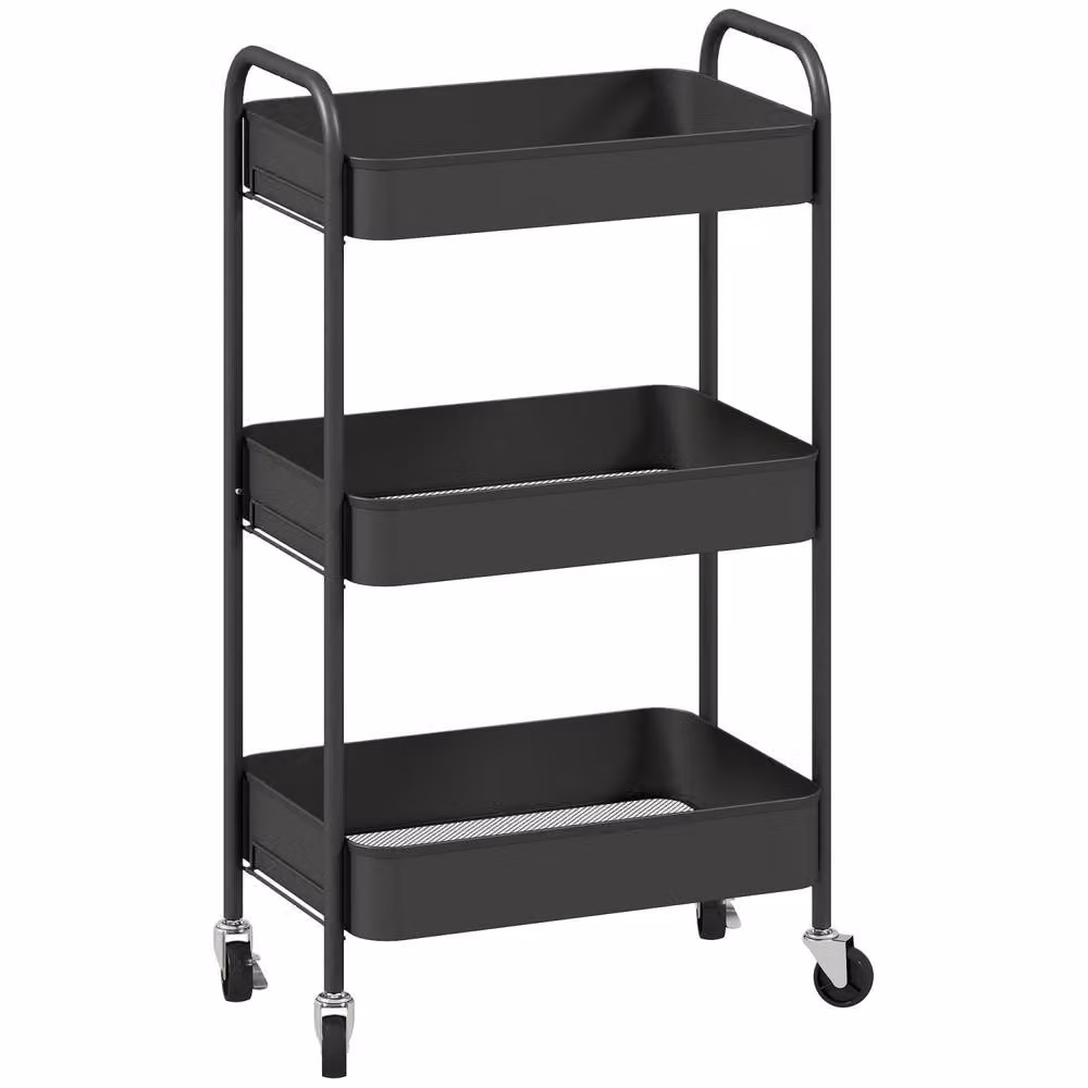 Wyld Haus Varafi 3 Tier Metal Storage Trolley with Wheels, Black, W/D/H: 45.0 x 30.6 x 79.0 cm – 2