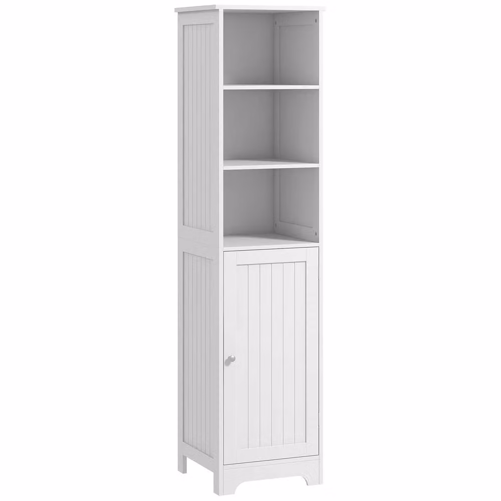 HOMCOM Freestanding Tall Bathroom Cabinet in White with Adjustable Internal Shelves and Hinged Doors, H 160 x W 40 x D 20 cm – 2