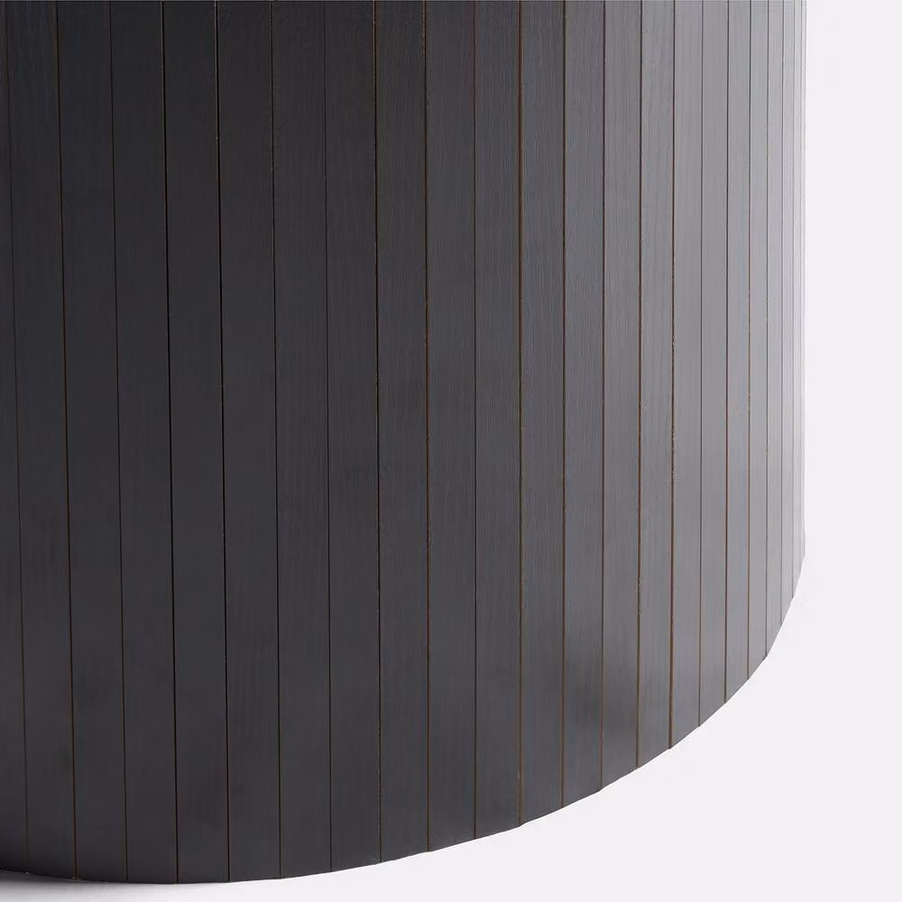 OHS Madison Ribbed Round Dining Table in Black Wood Effect – 5