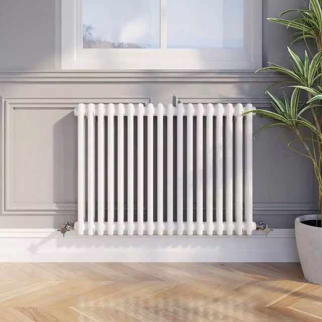 Temprazo Traditional Colosseum Double Bar Column Radiator in White, H: 60.5 cm, W: 30 cm, D: 7 cm