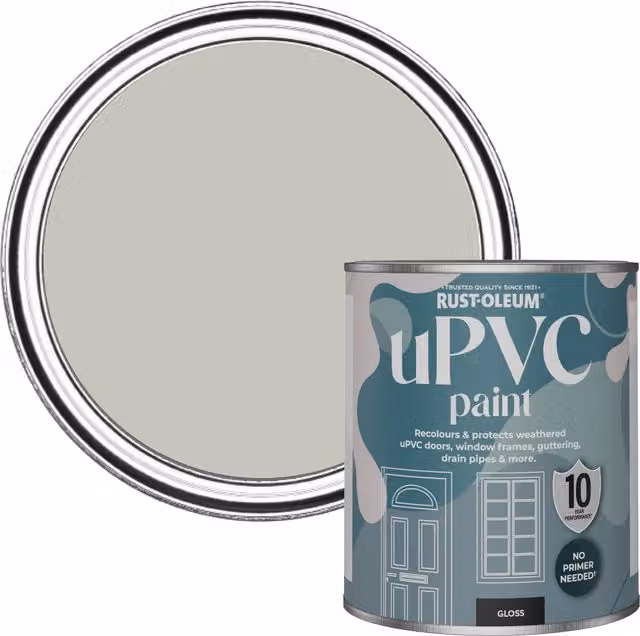 Rust-Oleum UPVC Gloss Paint in Grey, 0.75 l