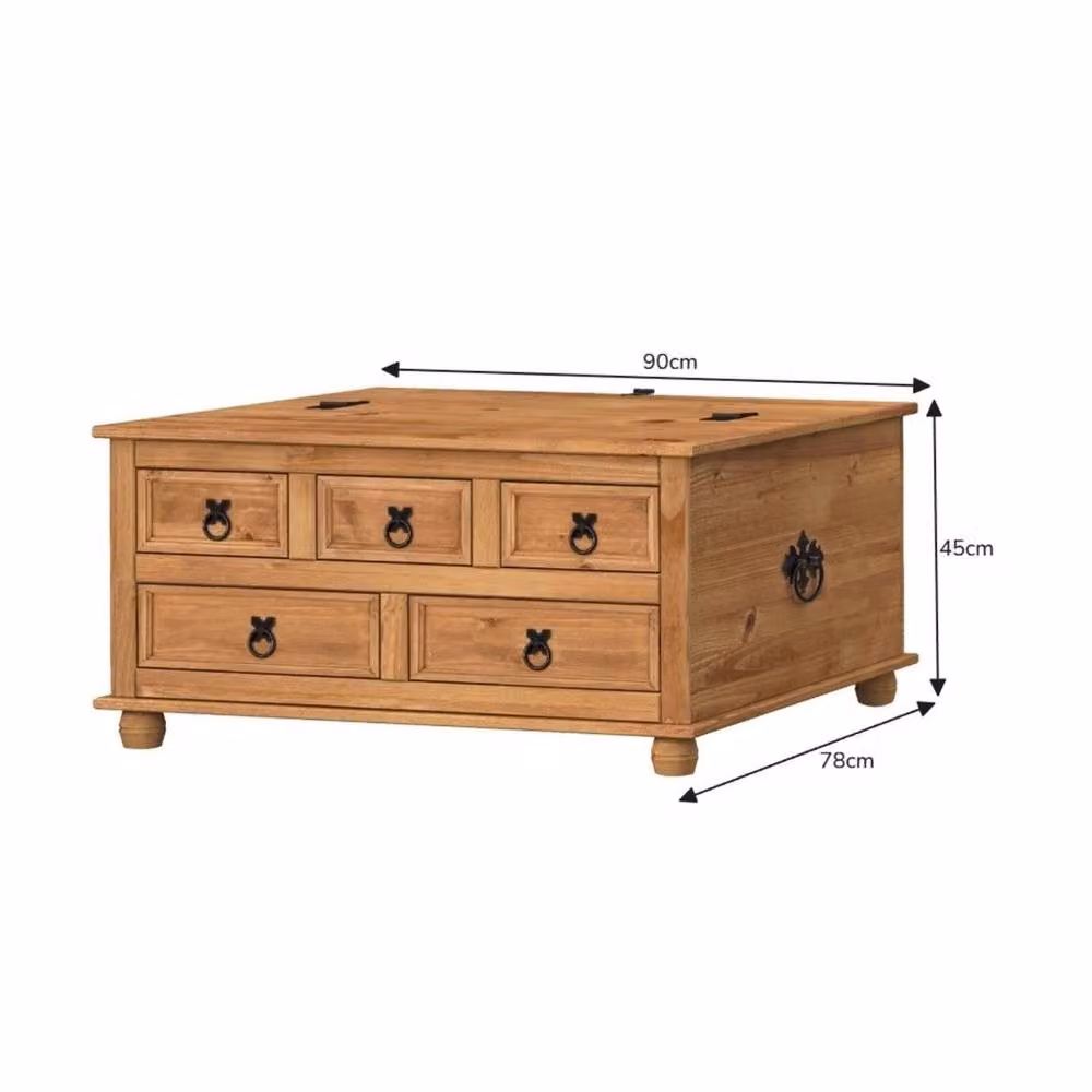 FORGEVIO Rustic Brown Waxed Pine 5 Drawer Storage Chest and Blanket Box – 2