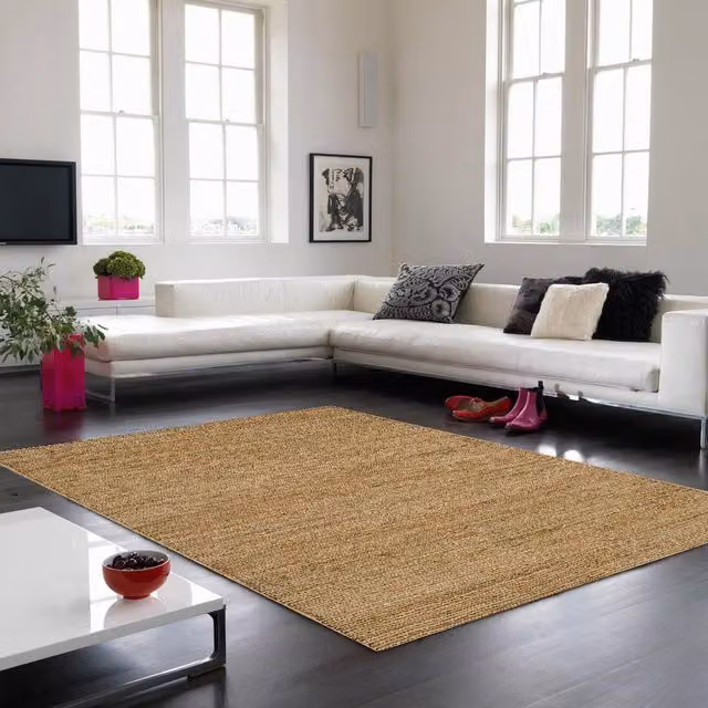 The Rug Shop UK Handmade Modern Plain Stain-Resistant Easy Care Area Rug in Beige, W: 160 cm, D: 230 cm – 1