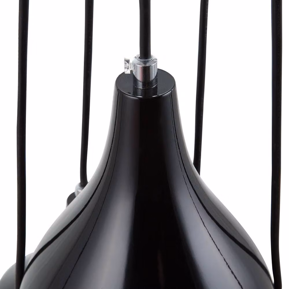 Wyld and Coco 5-Light Industrial Pendant Lamp in Black with Orange Interior – 5
