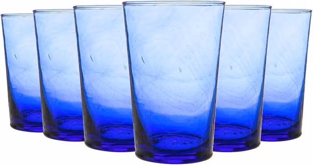 Nicola Spring Meknes Blue Hand-Blown Moroccan Glass Tumbler Set of 6, 325ml – 5