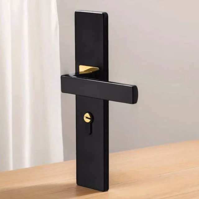 SPETLEK Durable Silent Bearing Door Handle Lock in Black and Gold – 1