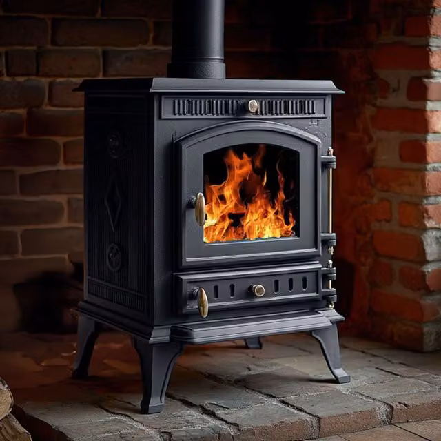 RoyalFire 7kW Cast Iron Wood and Charcoal Burning Stove in Black or Grey