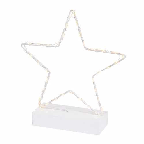 Lights4fun White Star Indoor Table Light with 36 Warm White LEDs, H 22 cm x W 20 cm x D 5.5 cm – 2