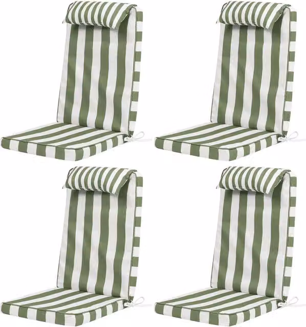 ICON Maritime High Back Seat Pad 4 Pack, Water Repellent Outdoor Fabric, Green