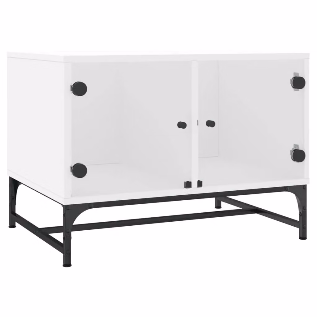 Berkfield Home White Coffee Table with Glass Doors, W/D/H: 68.5 x 50 x 50 cm – 2