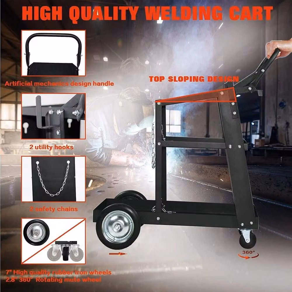 EONLION 3 Tier Rollable Welding Cart Trolley in Black – 3