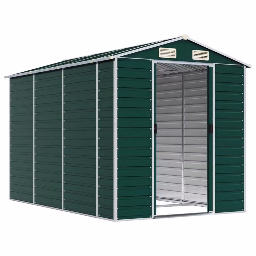 Berkfield Home Green Galvanised Steel Garden Shed W/D/H: 191 x 300 x 198 cm – 3