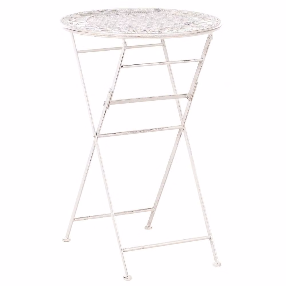Wyld and Coco Provencal Beige Metal Round Bar Table for 2, W/D/H: 60 x 60 x 90 cm – 2