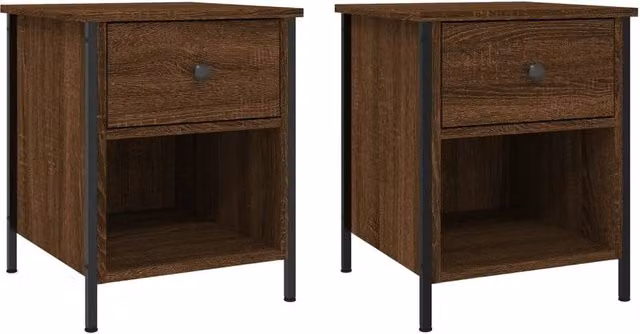 Berkfield Home Set of 2 Bedside Cabinets in Brown Oak, W/D/H: 40 x 42 x 50 cm – 1