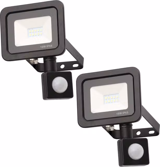 Litecraft Langton LED Outdoor Flood Lights with Motion Sensor, 2 Pack, Black