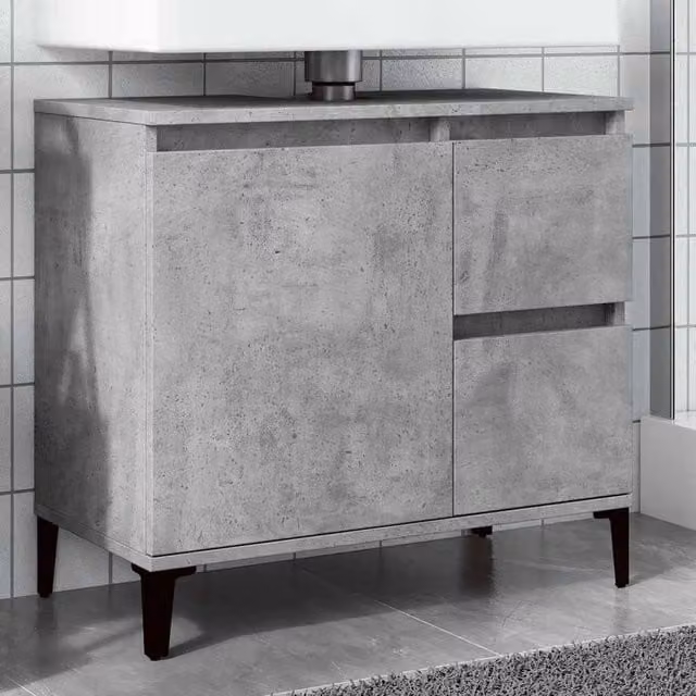 Berkfield Home Sink Cabinet in Concrete Grey, W/D/H: 65 x 33 x 60 cm – 1