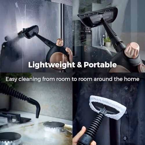 Tower Handheld Steam Cleaner with 9 Accessories, 1050W, 250ml Water Tank, Black and Gold – 4