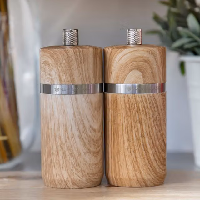 MasterClass Set of 2 Capstan Salt or Pepper Mills with Interchangeable Caps, Brown