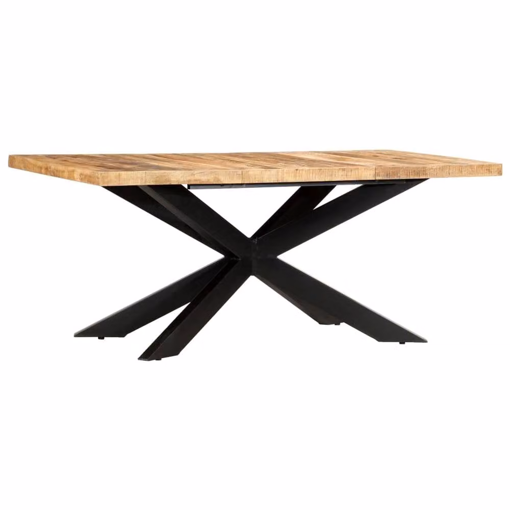 Berkfield Home Rustic Rectangular Dining Table in Brown Solid Mango Wood W/D/H: 180 x 90 x 76 cm – 2