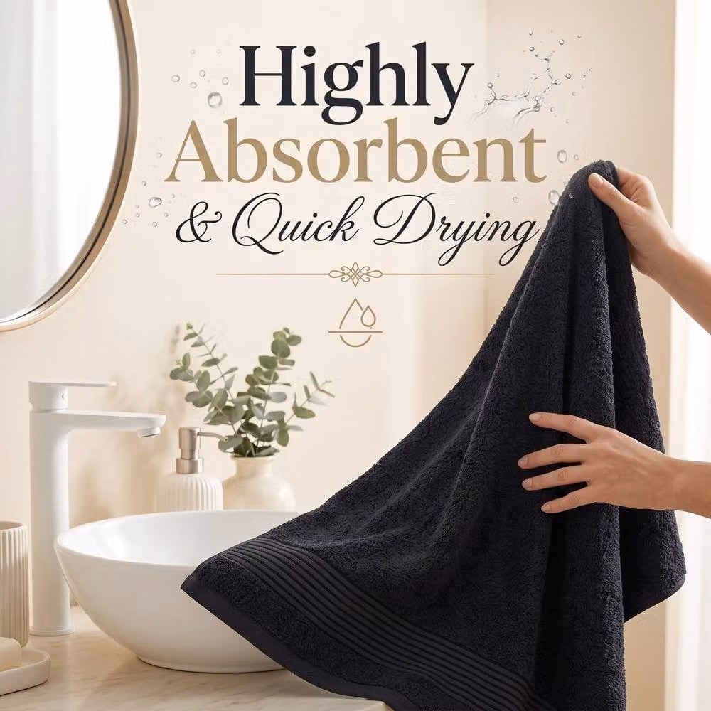 Grace Premium Fluffy Cotton Hand Towels, Pack of 6, 500 GSM, Anthracite Grey – 8